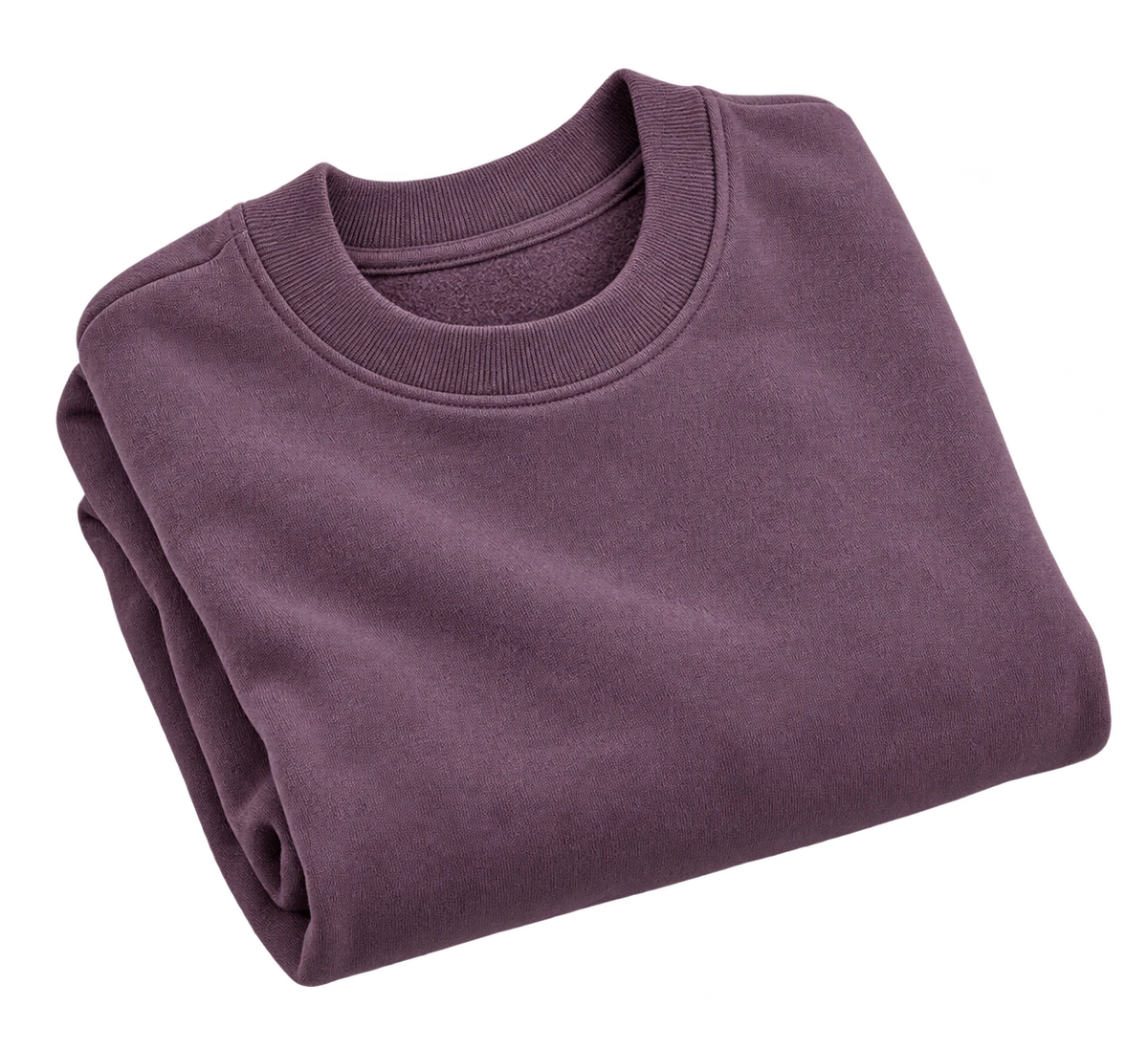Folded plum cotton crewneck